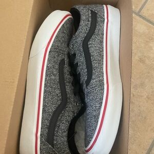 Vans Gray and Black Sneakers with Red Accents